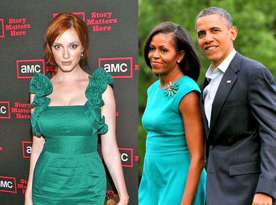 Michelle Obama, Barack Obama, Christina Hendricks Michelle Obama, Barack Obama, Christina Hendricks